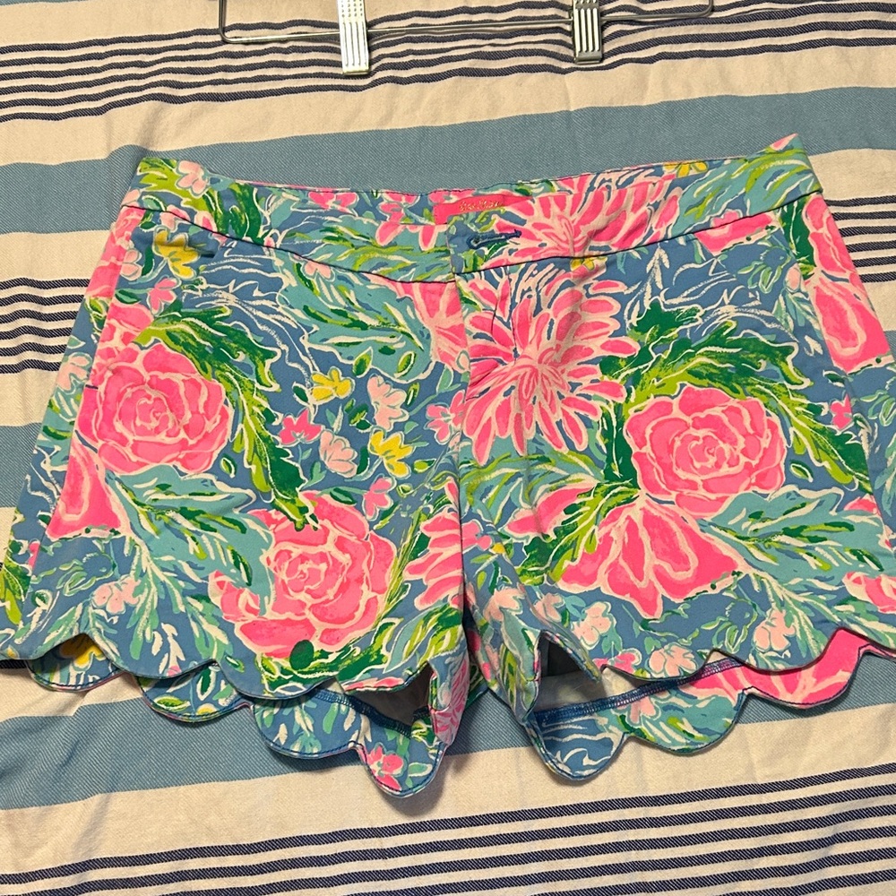 Lilly Pulitzer Pink and Green Floral High Waist Shorts